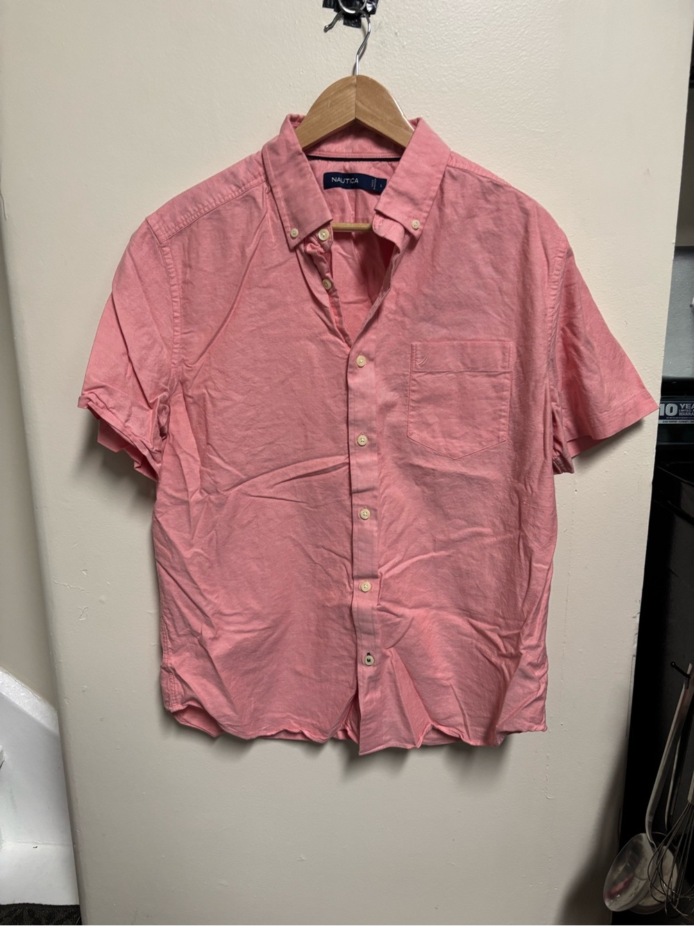 Nautica Men’s Coral Pink Short-Sleeve Button-Down Shirt